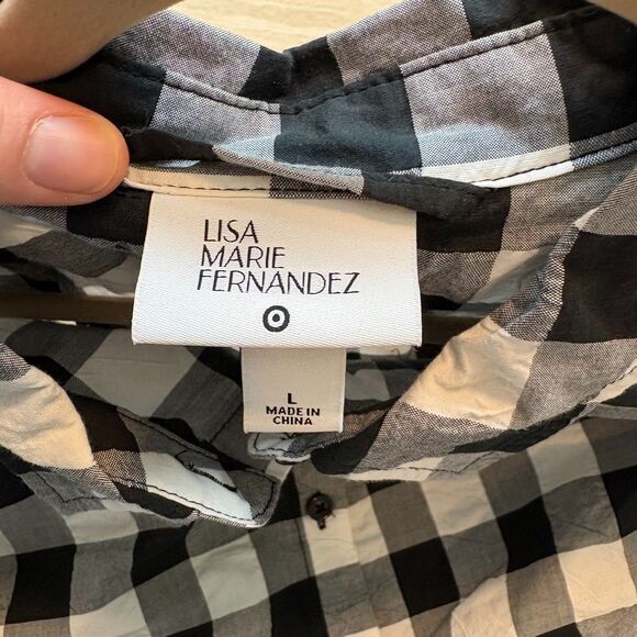 Lisa Marie Fernandez for Target Button‎ Front Shirt Dress Black Gingham WL - Picture 5 of 7